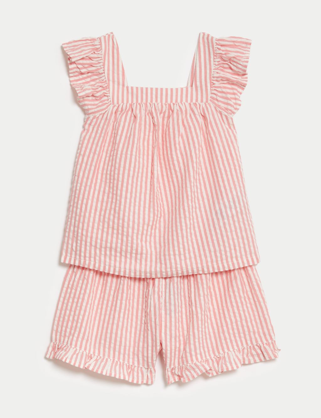 Pure Cotton Striped Frill Pyjamas (12 Mths - 8 Yrs)