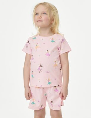 M&S Girl's Pure Cotton Glow In The Dark Fairy Pyjamas (1-8 Yrs) - 1-1+Y - Light Pink, Light Pink