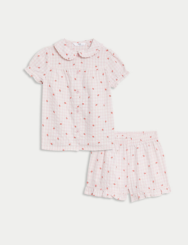 Pure Cotton Strawberry Checked Pyjamas (1-8 Yrs) - SE