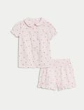 Schlafanzug aus reiner Baumwolle mit Erdbeermotiv und Karomuster (1–8 Jahre)