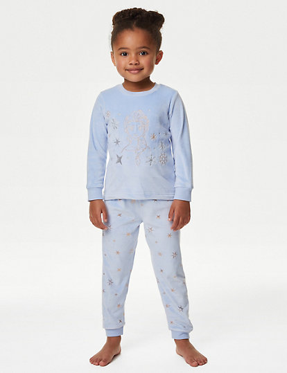 m&s collection disney frozen™ velour pyjamas (1-8 yrs) - 2-3 y - blue, blue