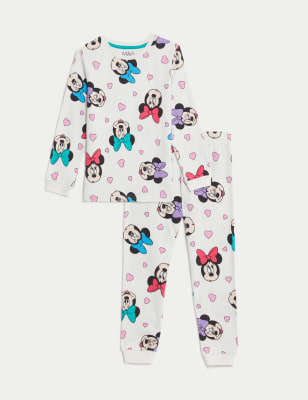 M&S Girls Cotton-rich Minnie Mouse Pyjamas (1-8 Yrs) - 5-6 Y - Calico, Calico