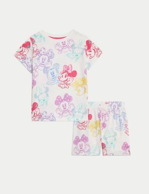 M&S Girl's Pure Cotton Mickey and Minnie Pyjamas (1-7 Yrs) - 1-2Y - White Mix, White Mix