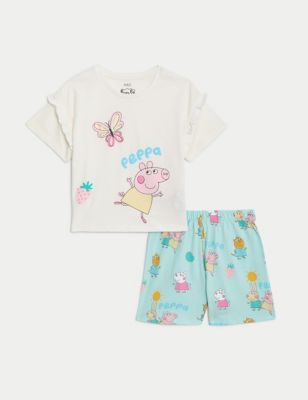 M&S Girl's Pure Cotton Peppa Pig Pyjamas (1-7 Yrs) - 1-1+Y - Multi, Multi