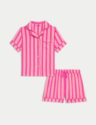 M&S Girls Striped Satin Pyjamas (1-6 Yrs) - 1-1+Y - Pink Mix, Pink Mix