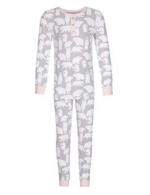 Cotton Rich Polar Bear Stay Soft Pyjamas with Toy (1-7 Years) | M&S