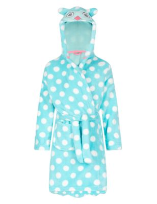 Anti Bobble Hooded Owl Design Dressing Gown with Belt (1-7 Years) | M&S