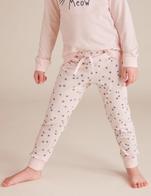 Lot De 2 Pyjamas 100 Coton A Motif Chat Du 1 Au 7 Ans