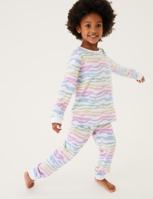 M&S Girls 2pk Pure Cotton Zebra Print Pyjama Sets (1-7 Yrs)