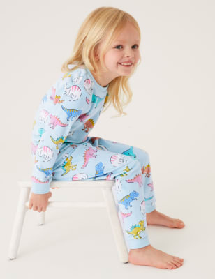 

M&S Collection Schlafanzug aus Velours mit Dinosauriermotiv (1-7 Jahre) - Blue Mix, Blue Mix