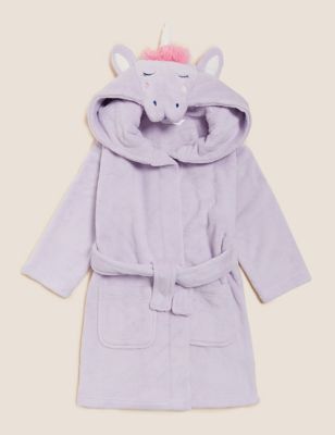 M&S Girls Fleece Unicorn Dressing Gown (1-7 Yrs)