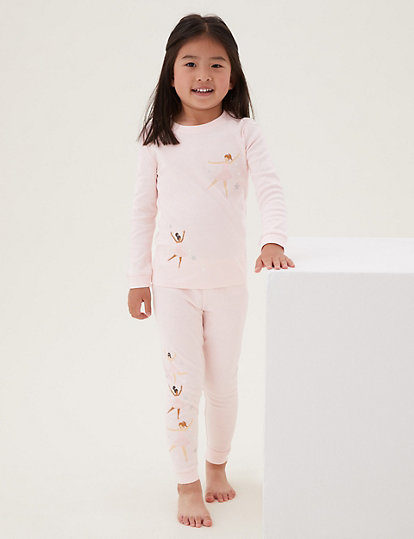 2pk Pure Cotton Ballerina Pyjama Sets (1-7 Yrs)