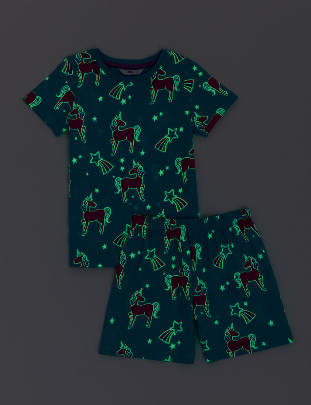 Glow in the Dark Unicorn Short Pyjama Set (1-8 Yrs) image 2