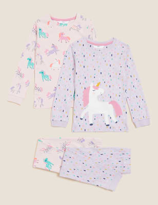 

M&S Collection Pack de 2 pijamas 100% algodón de unicornios (1-7 años) - Multi, Multi
