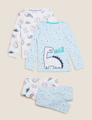 

M&S Collection Pack de 2 pijamas 100% algodón de dinosaurios (12 meses-7 años) - Multi, Multi