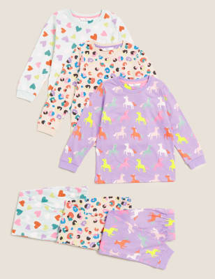 

M&S Collection 3er-Pack gemusterte Schlafanzugsets aus reiner Baumwolle (12 Monate - 7 Jahre) - Multi, Multi