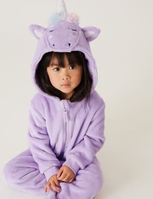 

Fleece-Einteiler mit Einhornmotiv und Kapuze (12 Monate - 7 Jahre) - Lilac, Lilac