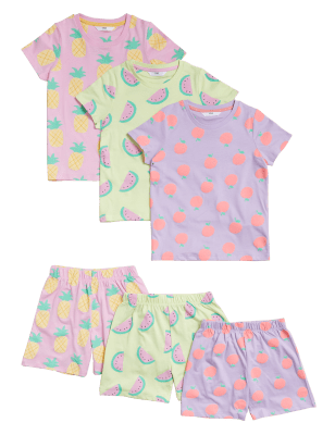 

Girls M&S Collection 3pk Pure Cotton Fruit Print Pyjama Sets (12 Mths - 7 Yrs) - Lilac Mix, Lilac Mix