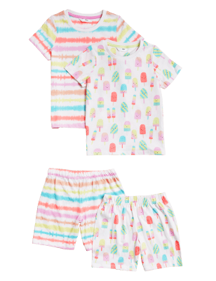 

Girls M&S Collection 2pk Pure Cotton Striped & Lolly Pyjama Sets (12 Mths - 7 Yrs) - Ivory Mix, Ivory Mix