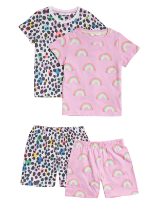 

M&S Collection 2er-Pack gemusterte Schlafanzugsets aus reiner Baumwolle (12 M. - 7 J.) - Pink Mix, Pink Mix