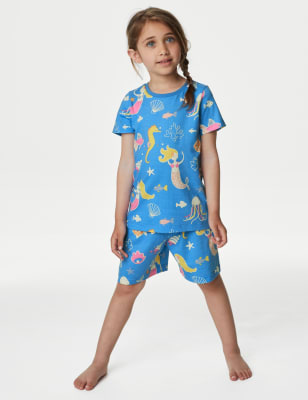 

M&S Collection Pijama con estampado de sirena que brilla en la oscuridad (1-8 años) - Blue Mix, Blue Mix