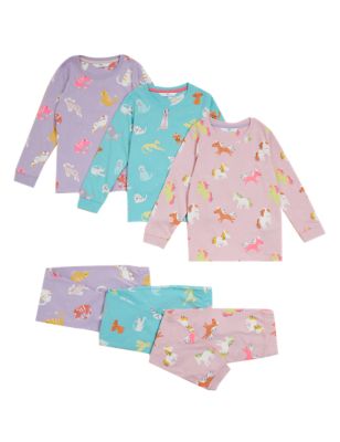 

Girls M&S Collection 3pk Pure Cotton Animal Print Pyjama Sets (12 Mths - 7 Yrs) - Pink Mix, Pink Mix