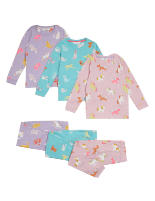 

Girls M&S Collection 3pk Pure Cotton Animal Print Pyjama Sets (12 Mths - 7 Yrs) - Pink Mix, Pink Mix