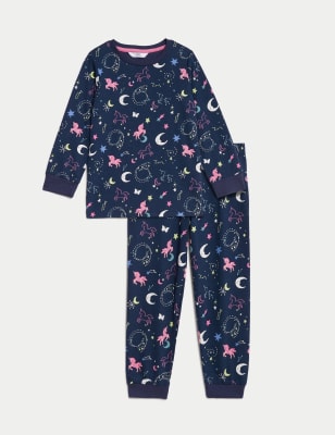 Pure Cotton Glow In The Dark Unicorn Pyjamas (1-8 Yrs)