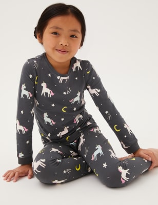 

M&S Collection Pijama de algodón con diseño de unicornios (12 meses-7 años) - Carbon, Carbon