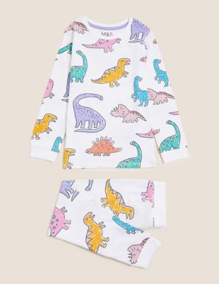 M&S Girls Cotton Rich Dinosaur Pyjamas (1-7 Yrs)