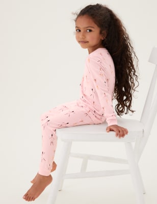 

M&S Collection Schlafanzug mit hohem Baumwollanteil und Ballerinamuster (1-7 J.) - Pink Mix, Pink Mix
