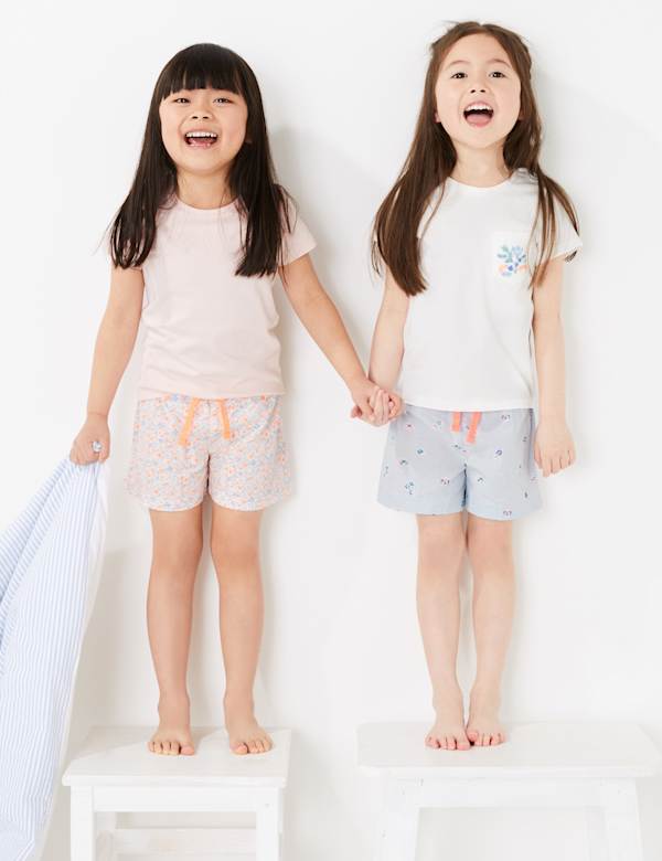 2 Pack Cotton Patterned Short Pyjama Sets (1-7 Yrs)