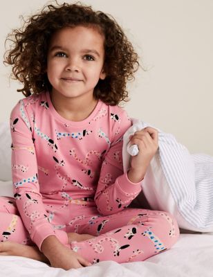 Pyjama en coton à motif chien (du 1 au 7 ans) - Pink