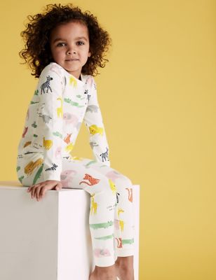 Pyjama en coton à imprimé animal (du 1 au 7 ans) - White Mix