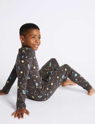 Bavlněn&eacute; pyžamo DreamSkin&reg; se strečem a&nbsp;vesm&iacute;rn&yacute;m motivem (3&ndash;16&nbsp;let)