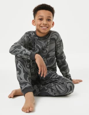 Pure Cotton Marble Print Pyjamas (7-14 Yrs) - CH