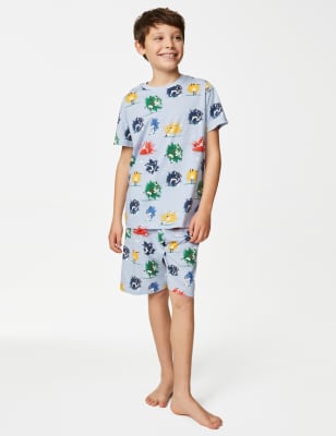 M&S Boys Cotton Rich Football Pyjamas (7-14 Yrs) - 12-13 - Blue Mix, Blue Mix