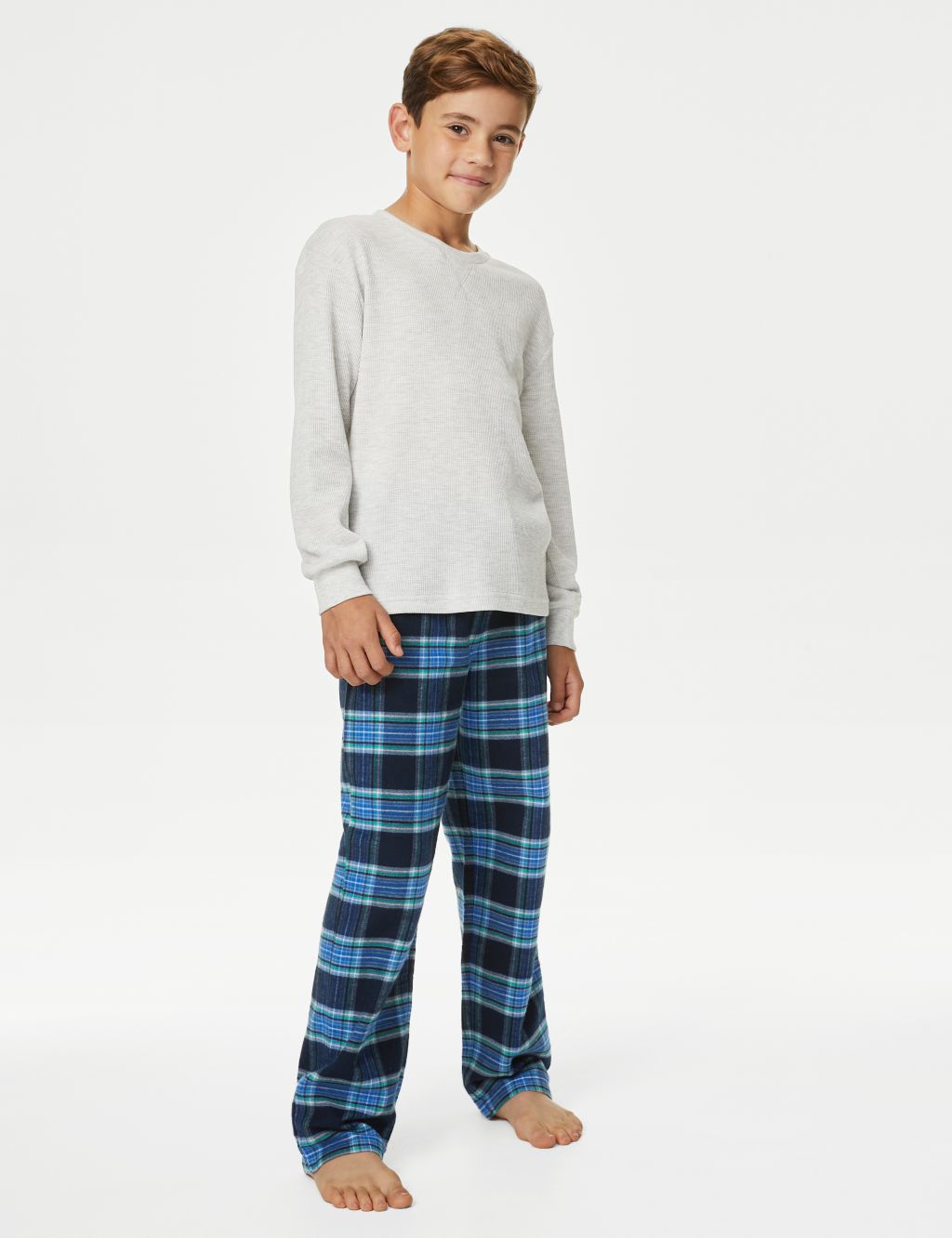 Cotton Blend Checked Pyjamas (6-16 Yrs) image 1