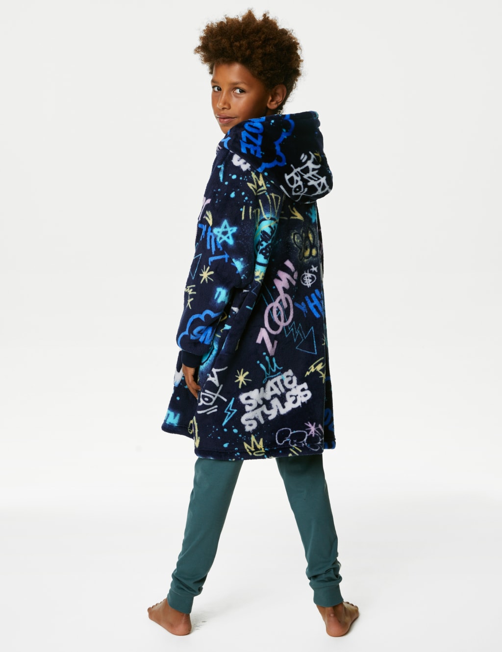 Fleece Graffiti Oversized Hoodie (7-16 Yrs) image 4