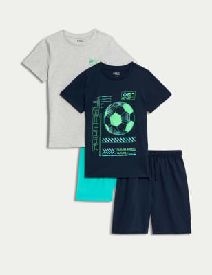 

M&S Collection 2er-Pack Schlafanzugsets mit hohem Baumwollanteil und Fußballmotiv (6-16 J.) - Navy, Navy