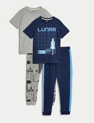 2pk Cotton Rich Space Pyjama Sets (6-16 Yrs) - LV