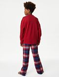 Puur katoenen, geruite pyjama met 'Up to Snow Good' (6-16 jaar)