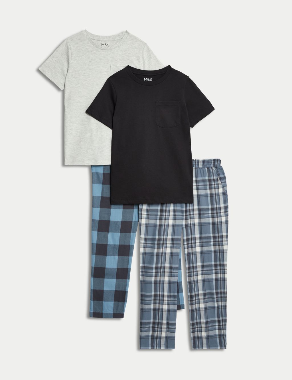 2pk Cotton Rich Checked Pyjama Sets (6-16 Yrs) image 1