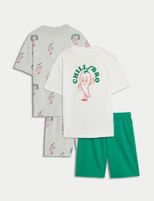 2pk Pure Cotton Slogan Pyjamas (6-16 Yrs) - LT