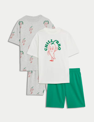 2pk Pure Cotton Slogan Pyjamas (6-16 Yrs)