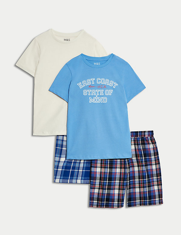 2pk Pure Cotton Short Pyjama Sets (6-16 Yrs) - HK
