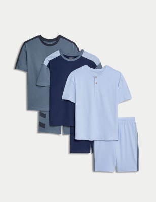

M&S Collection 3er-Pack Schlafanzugsets aus reiner Baumwolle (6-16 J.) - Blue Mix, Blue Mix