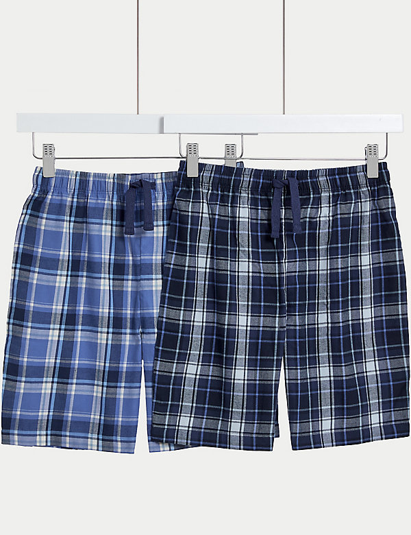 2pk Pure Cotton Checked Shorts (6-16 Yrs) - OM