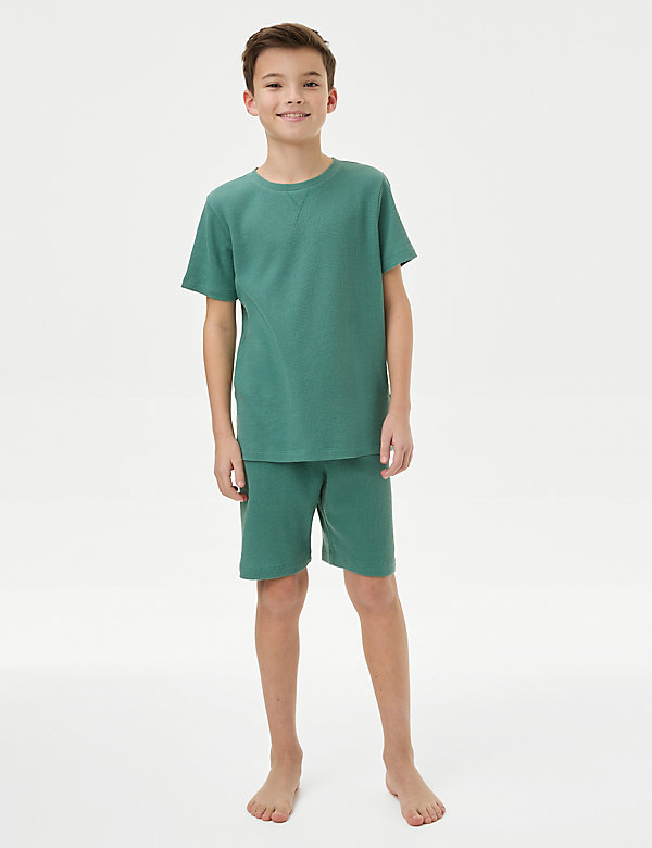 Pyjama van katoenmix met wafelpatroon (6-16 jaar) - BE