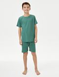 Pyjama van katoenmix met wafelpatroon (6-16 jaar)